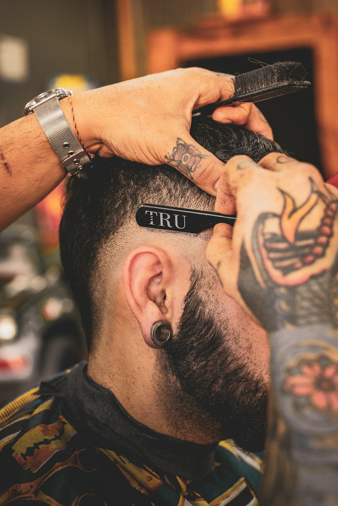 The line-up — straight razor at the hairline