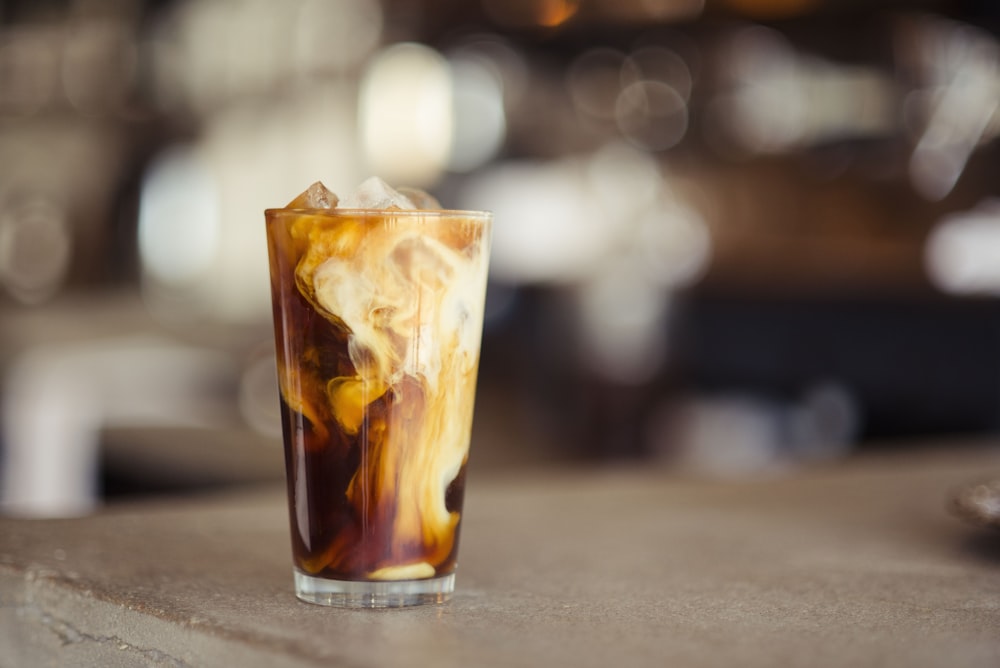 Iced coffee, cream swirling